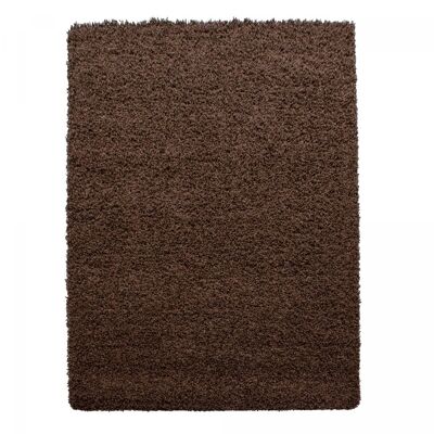 Shaggy long pile rug 300x400 rectangle woven brown plain pattern ROCA