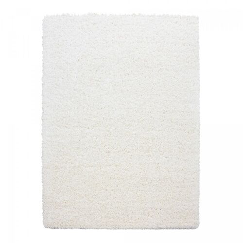 Tapis poils longs shaggy 60x110 rectangle tissé crème motif uni ROCA