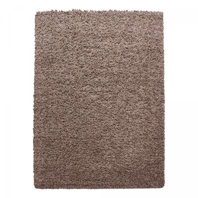 Shaggy long pile rug 300x400 rectangle woven mocca plain pattern ROCA