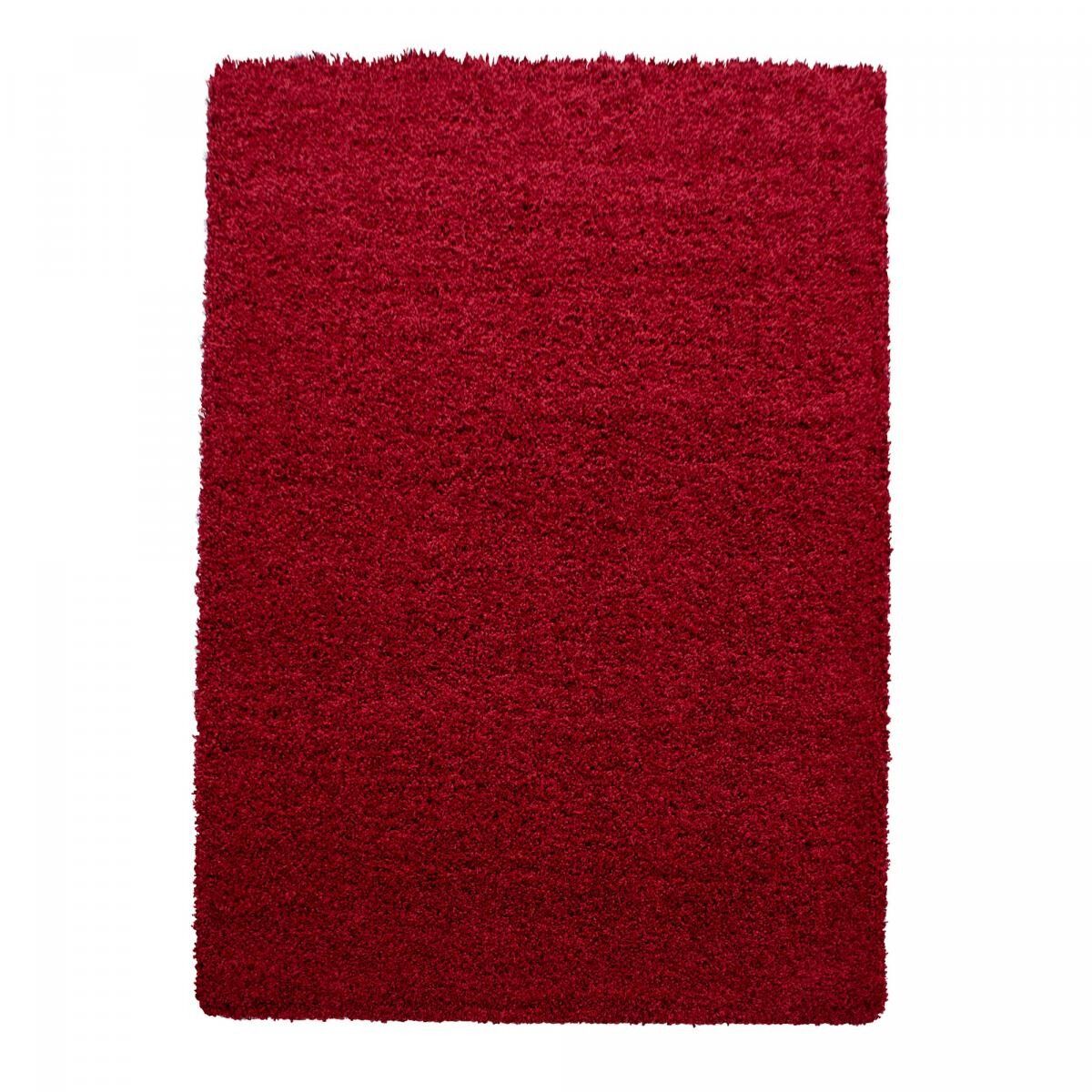 Tappeto Shaggy a pelo lungo 80x250 rettangolo tessuto rosso motivo semplice ROCA