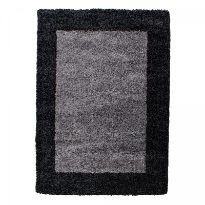 Shaggy long pile rug 80x250 rectangle woven gray and anthracite