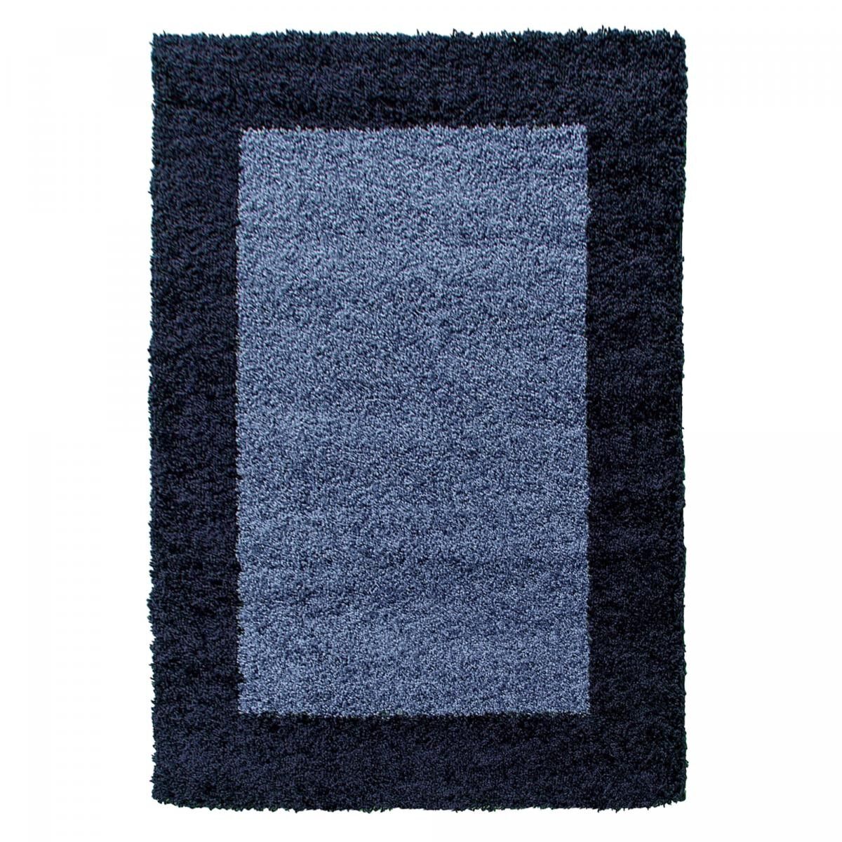 Tappeto Shaggy a pelo lungo 100x200 rettangolo tessuto blu e blu scuro