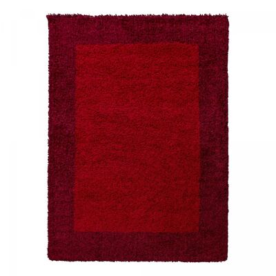 Shaggy long pile rug Ø160cm round woven light red and dark red