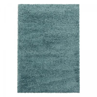 Shaggy long pile rug Ø160cm round woven blue plain pattern RIBI