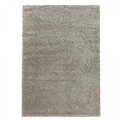 Shaggy long pile rug Ø80cm round woven beige plain pattern RIBI