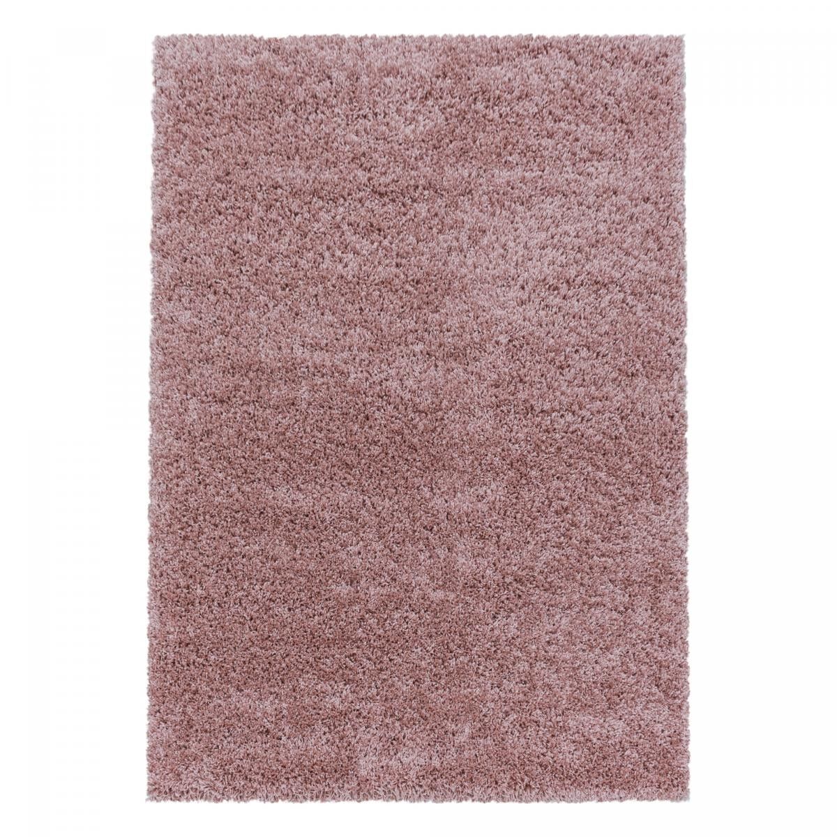 Tappeto Shaggy a pelo lungo Ø120cm rotondo tessuto rosa motivo semplice RIBI