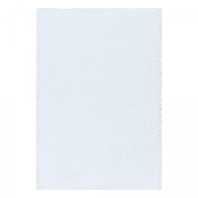 Tapis poils longs shaggy 120x170 rectangle tissé blanc motif uni RIBI