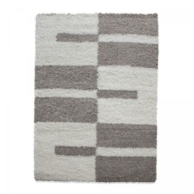 NICO 60x110 rectangular shaggy rug with cream woven geometric pattern