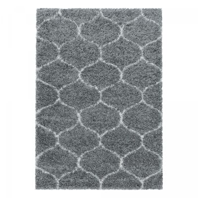 Tappeto Shaggy 80x150 rettangolare intrecciato grigio e crema motivo scandinavo SANI
