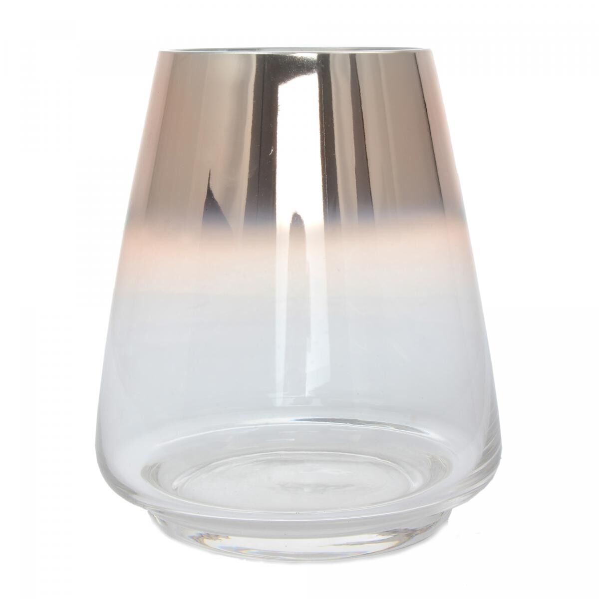 Vaso in vetro soffiato a bocca KIFU 16x16x18,5 rosa e bianco