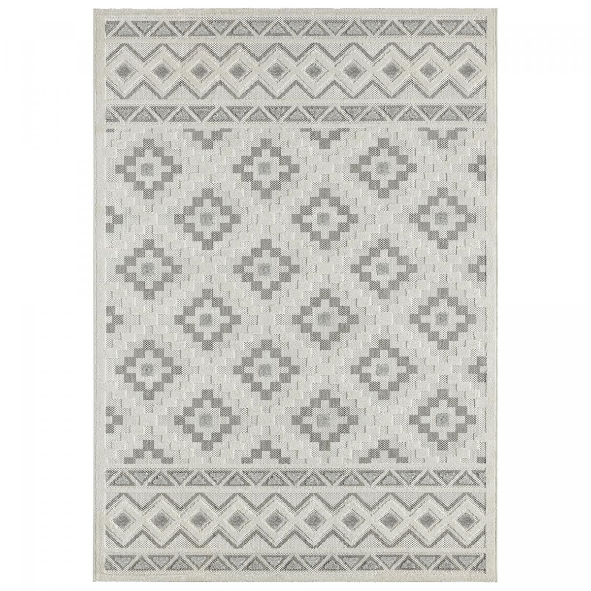 Tappeto kilim 120x170 rettangolare intrecciato crema motivo etnico CINI