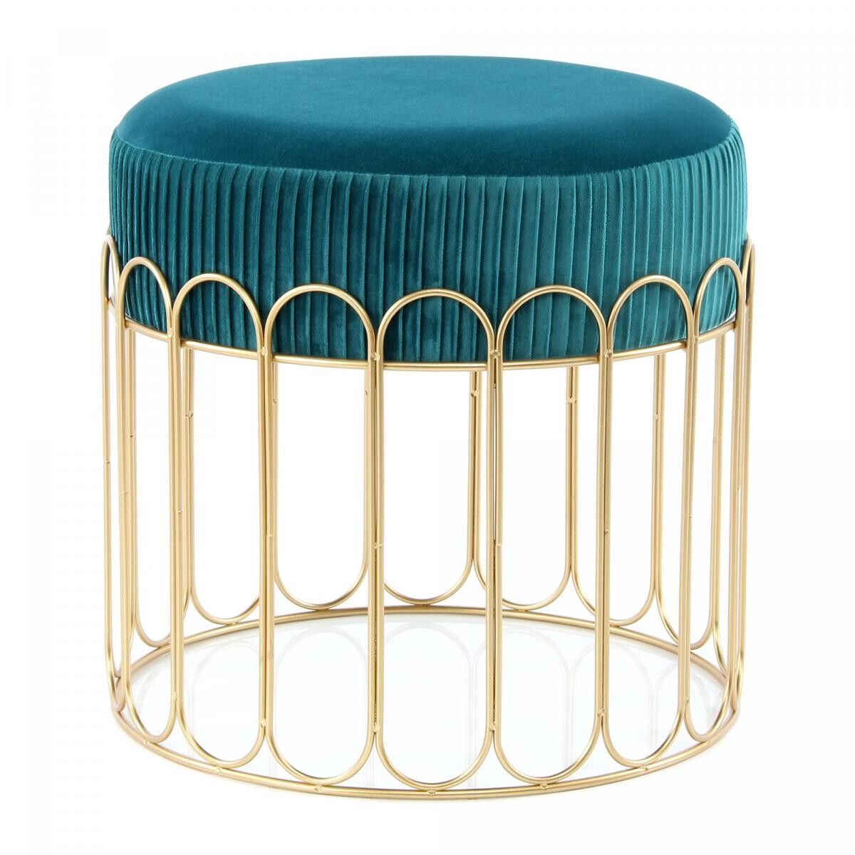 Sgabello semi-artigianale GETA 40x40x39 petrolio e oro