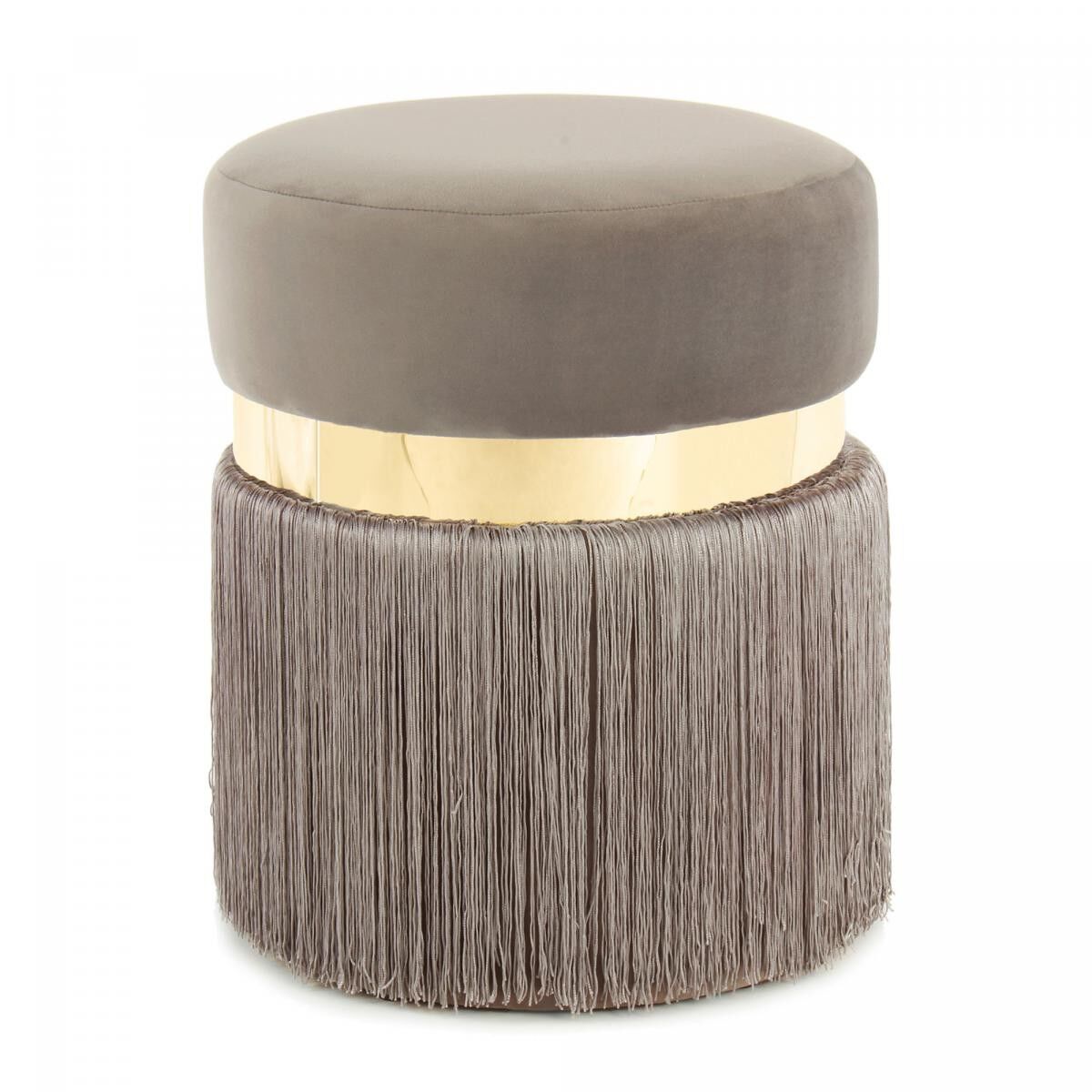 Sgabello semi-artigianale DOMI 38x38x45 tortora e oro