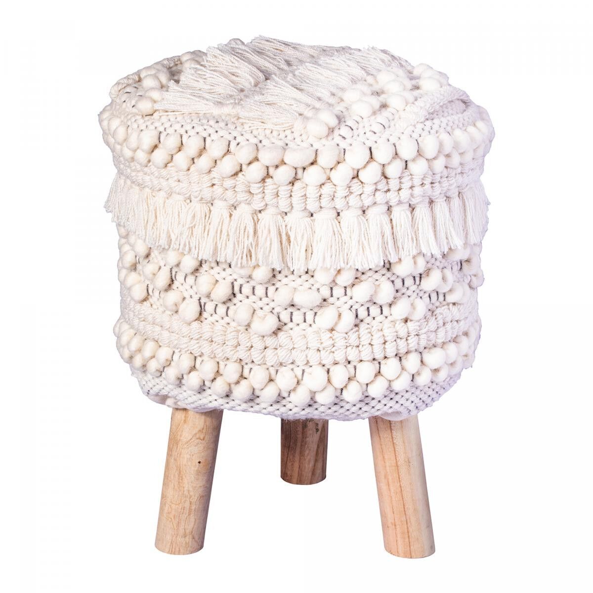 Sgabello NETO in lana semi-artigianale 35x35x47 naturale