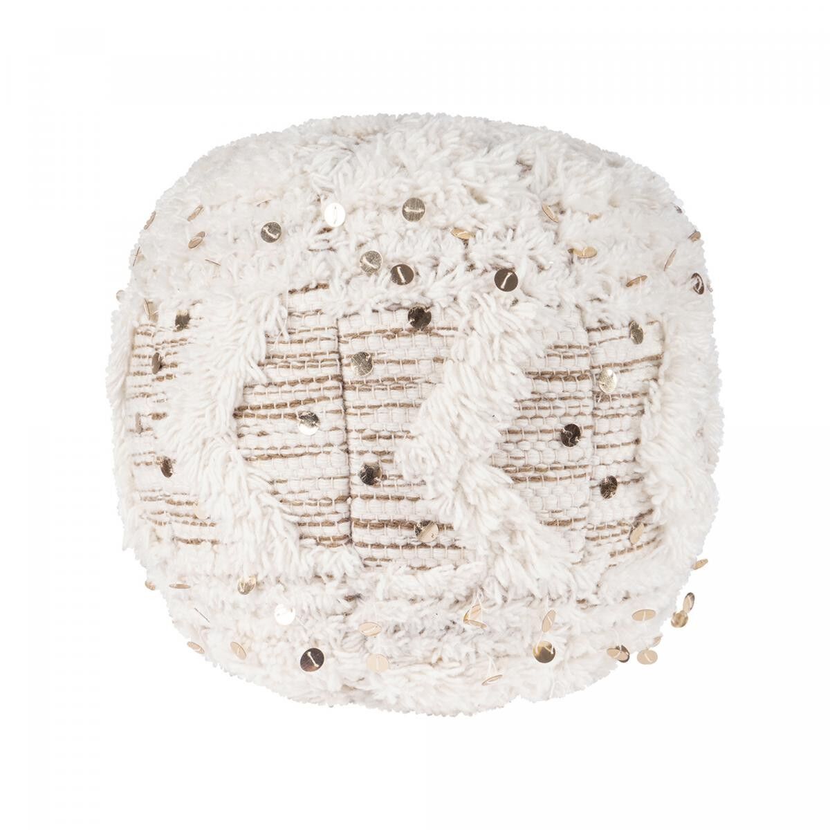 BADA Sgabello/Pouf in Lana - Crema - 35x35x35cm