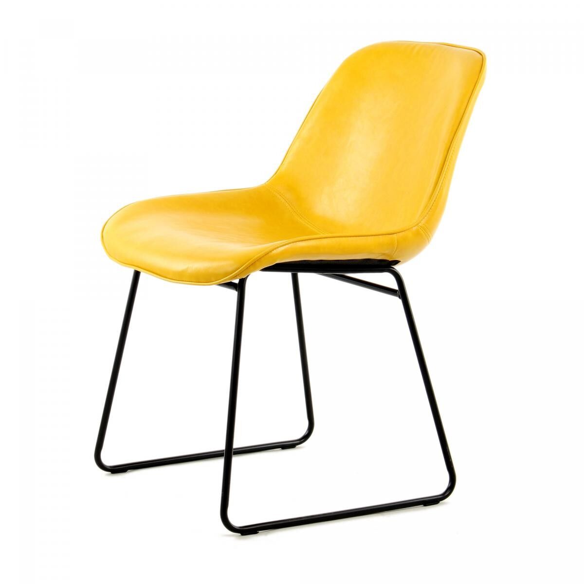 Halbhandgefertigter Stuhl 2er-Set VUJA 64,5x49,5x81 gelb