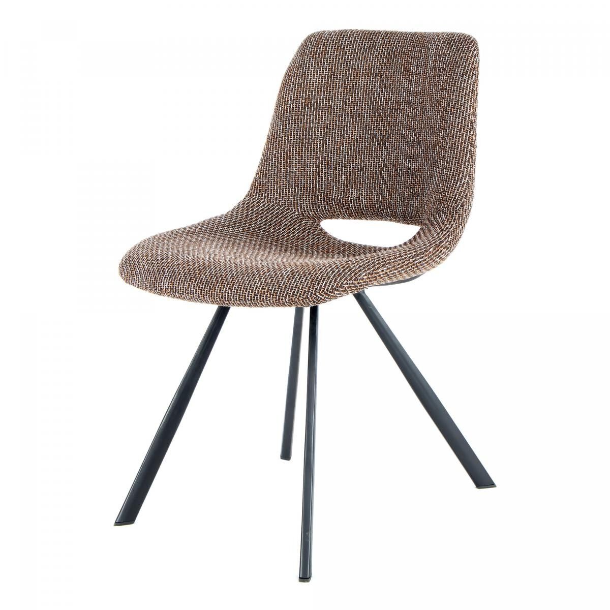 Halbhandgefertigter Leinenstuhl 2er-Set HECE 57x47,5x77 braun