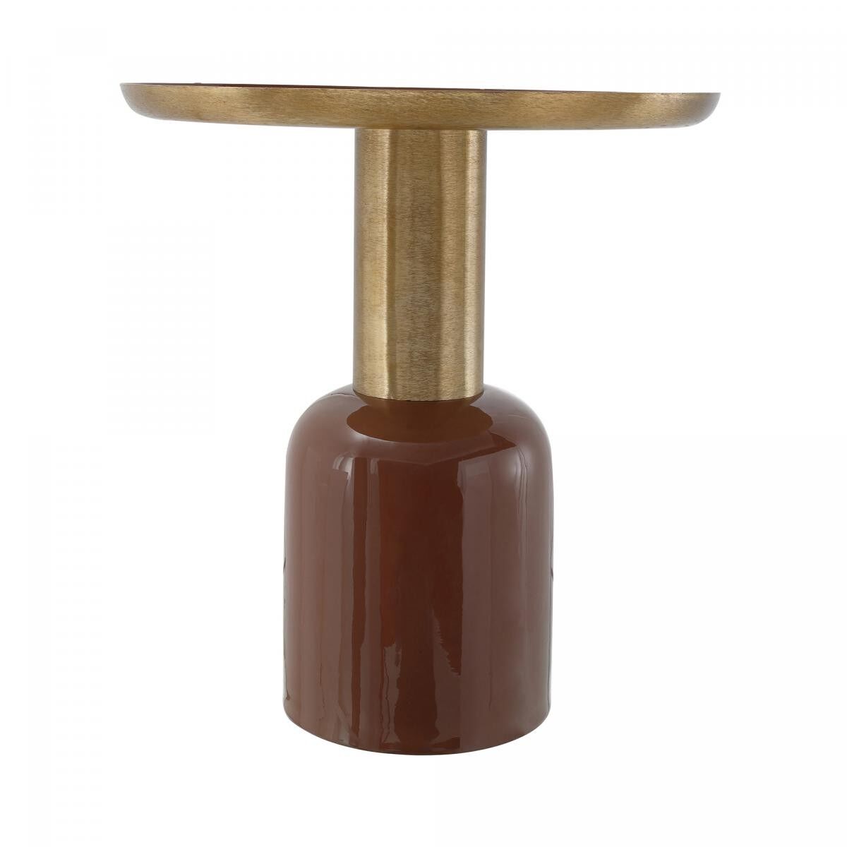 Tavolino da caffè in ferro fatto a mano LOPI 50x50 nocciola e oro