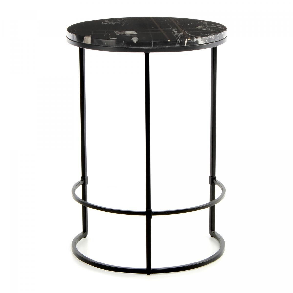 Tavolino da caffè semi-artigianale in marmo nero HOHO 45x45