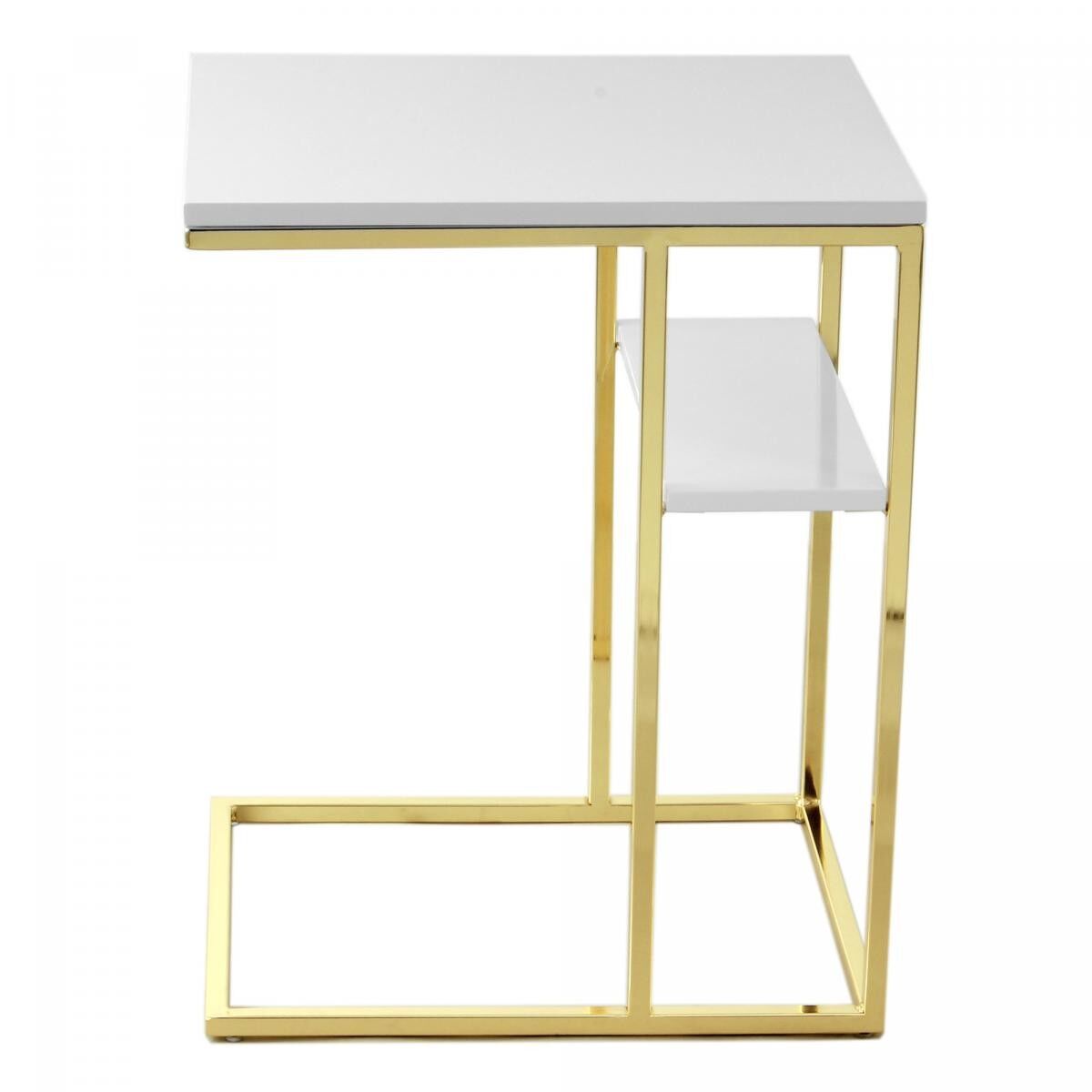 Tavolino MUVA fatto a mano in acciaio inox - Bianco - 35x48x62cm