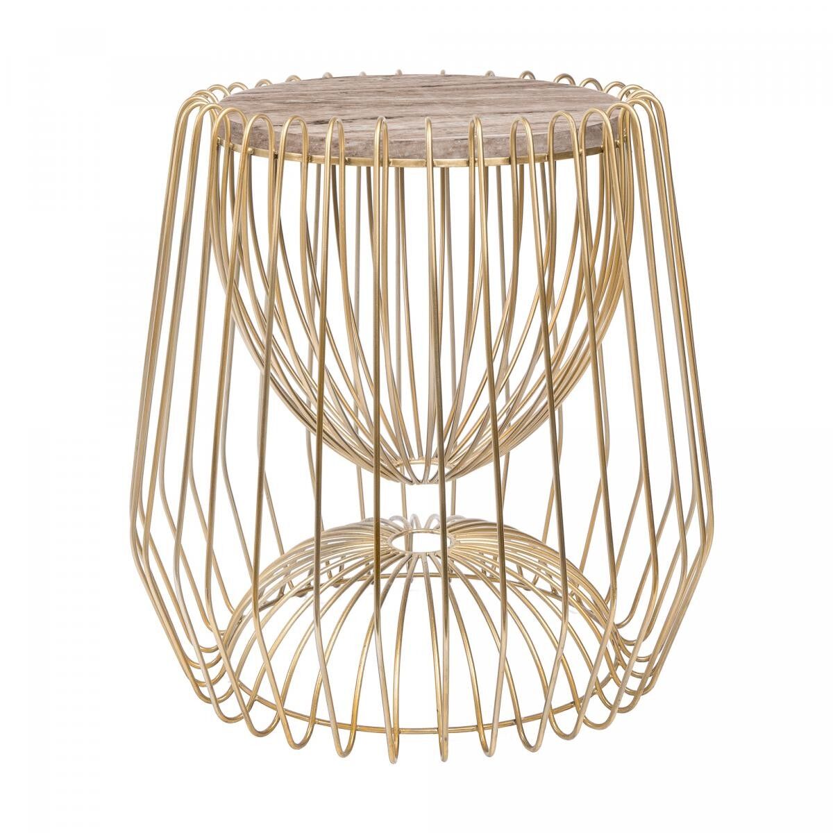 Tavolino fatto a mano in marmo KILA 50x50 marrone e ottone