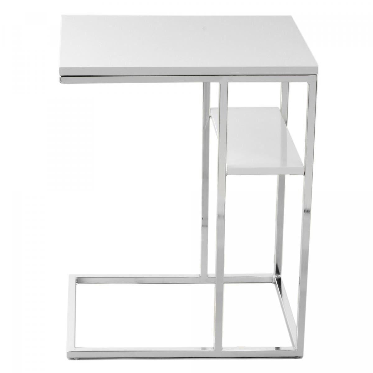 Tavolino da caffè in acciaio inox fatto a mano grigio e bianco MUVA 48x35