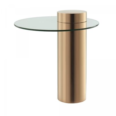 DEBI handmade stainless steel coffee table 46x46 rose gold and clear