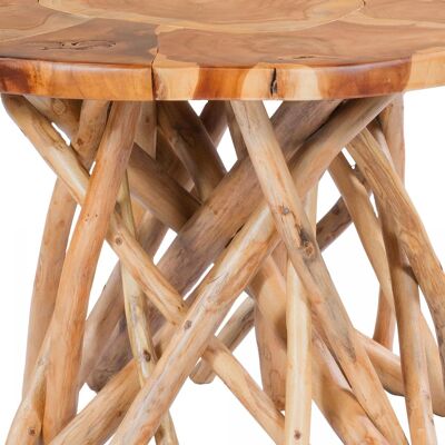Handmade wooden coffee table with floral pattern PERI 60x60 light and glossy