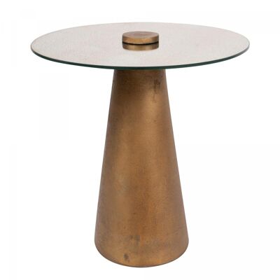 Table basse fait main en fer motif géométrique FIGO 40x40 laiton