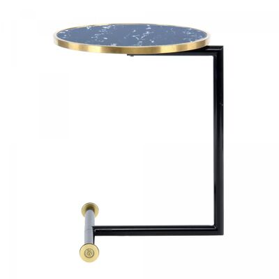 Table basse fait main en fer motif contemporain PICE 46x46 or et noir