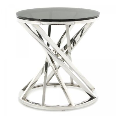 Table basse fait main en acier inoxydable PAHU 40x40 noir et gris