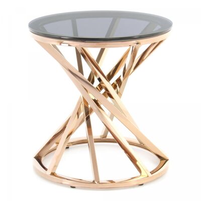 Table basse fait main en acier inoxydable HOFI 50x50 gris et or rose