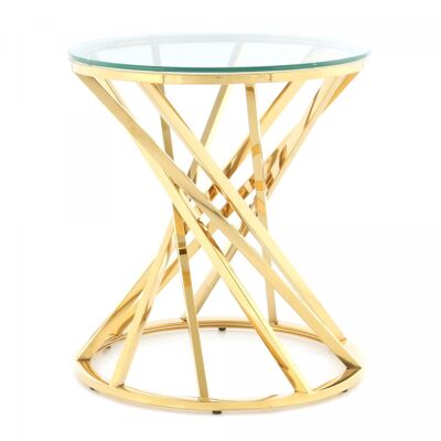 Table basse fait main en acier inoxydable HOFI 50x50 clair et or