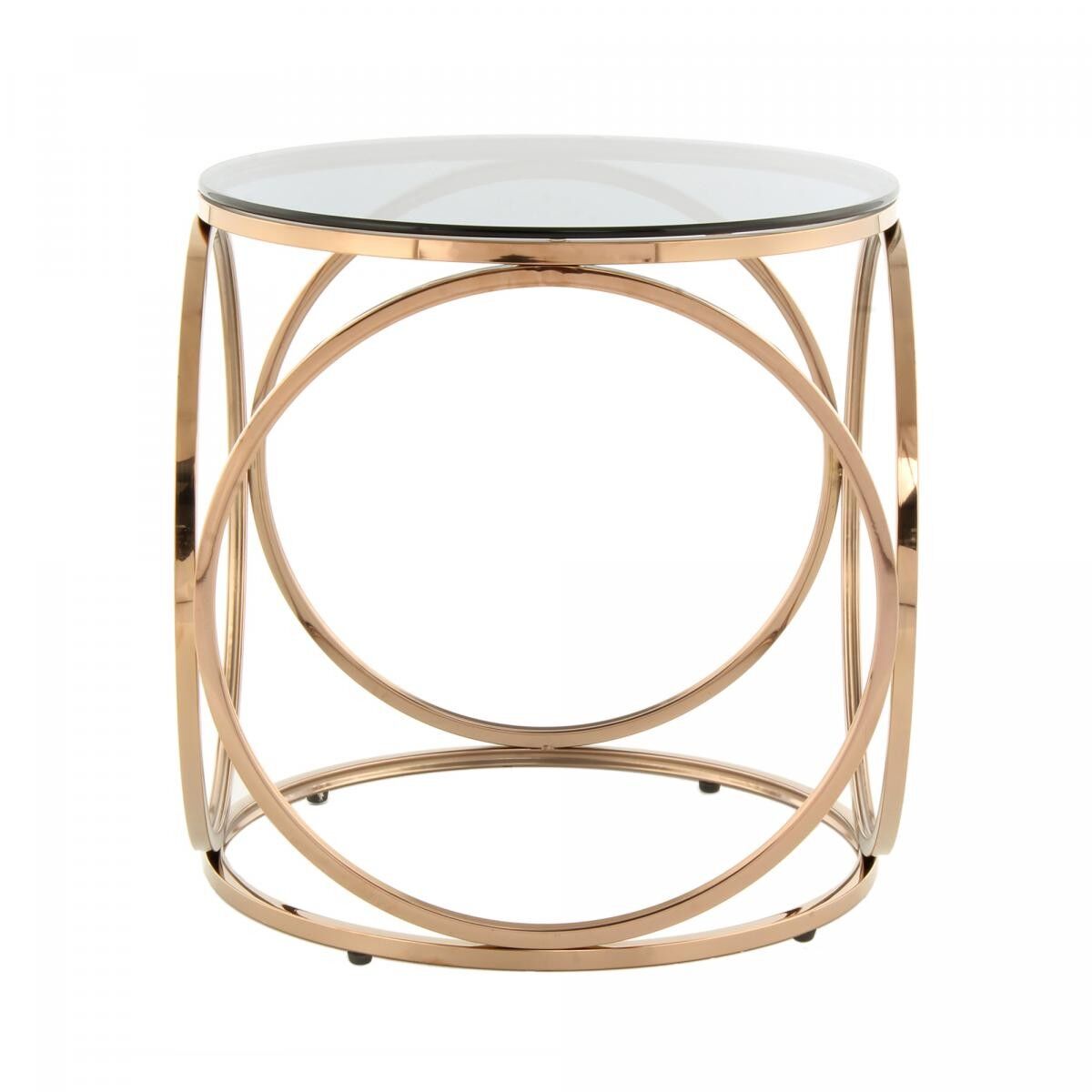 Tavolino da caffè NUFE 50x50 in acciaio inox fatto a mano grigio e oro rosa