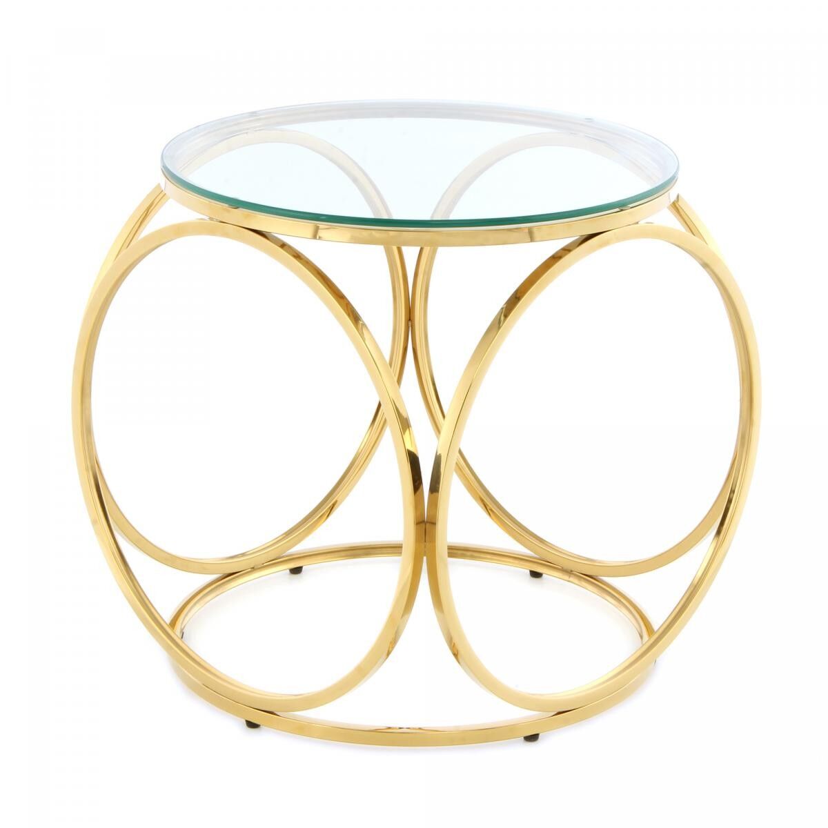 Tavolino da caffè NUFE 50x50 in acciaio inox fatto a mano, leggero e dorato