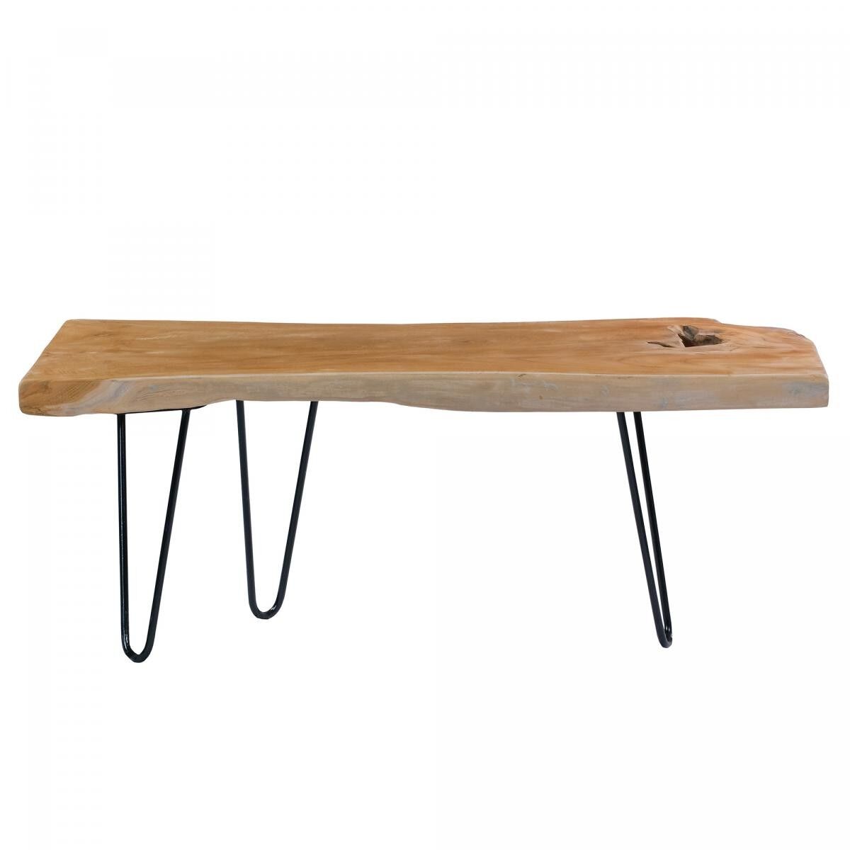 Tavolino da caffè in ferro fatto a mano GEBU con motivo floreale 40x100 naturale