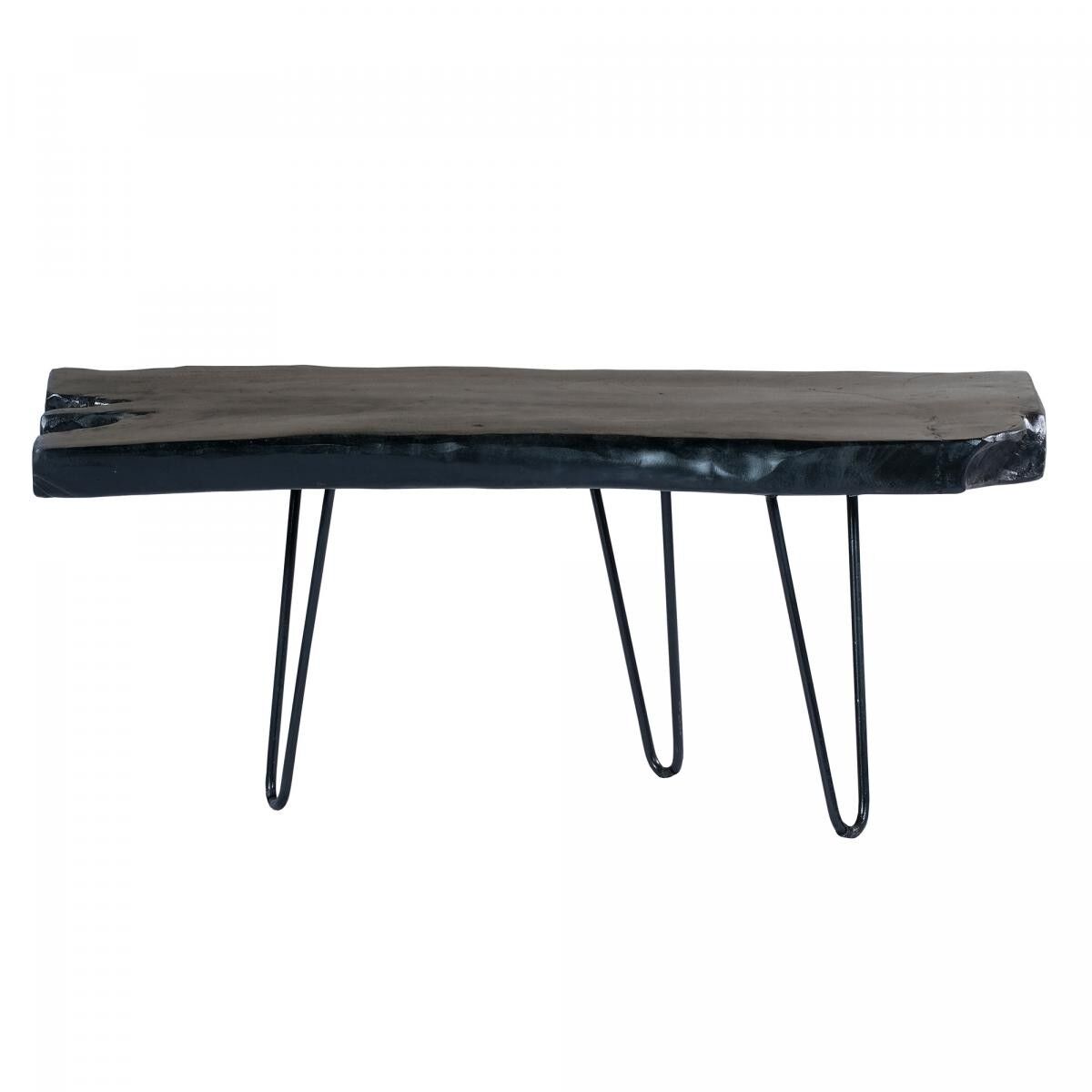 Tavolino da caffè in ferro fatto a mano GEBU con motivo floreale 40x100 nero