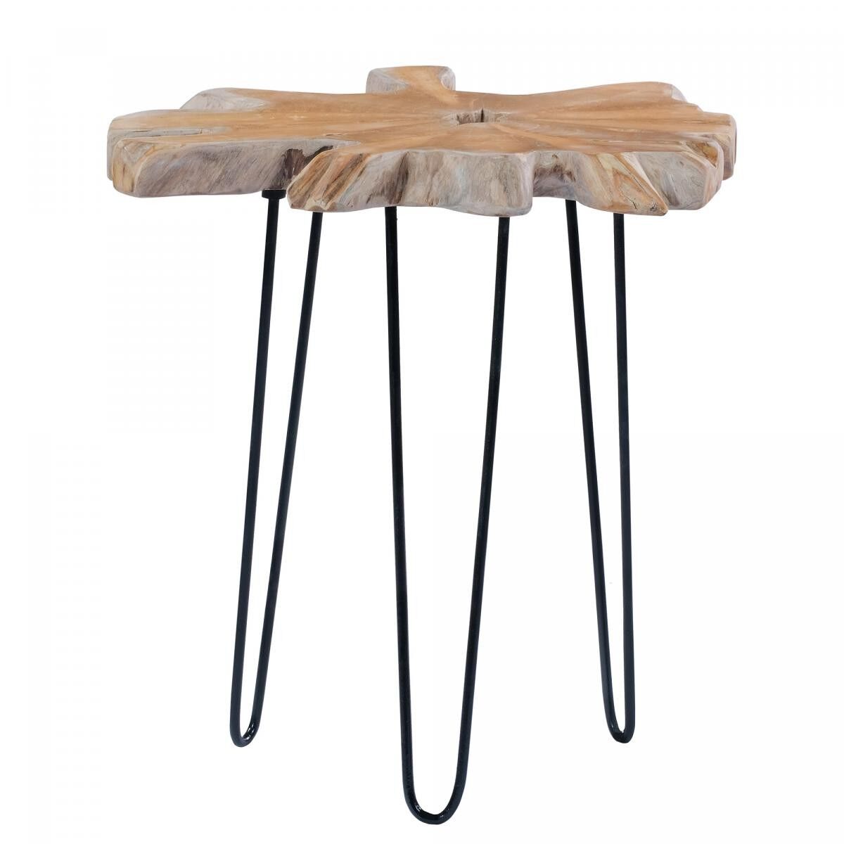 Tavolino in ferro fatto a mano con motivo floreale BINI 40x50 naturale