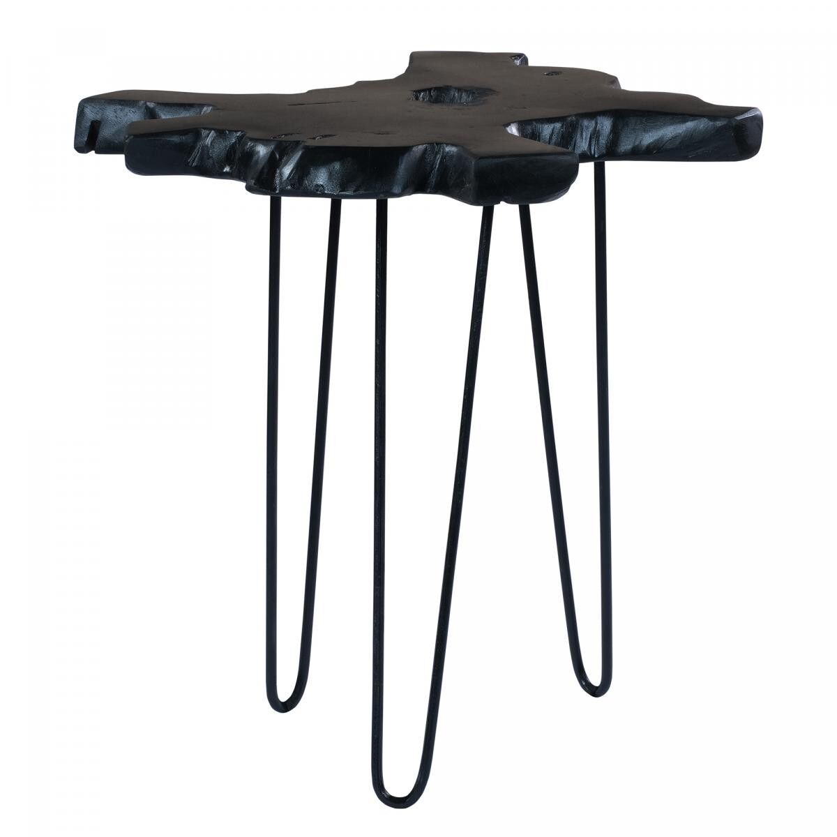 Tavolino in ferro fatto a mano con motivo floreale BINI 40x50 nero