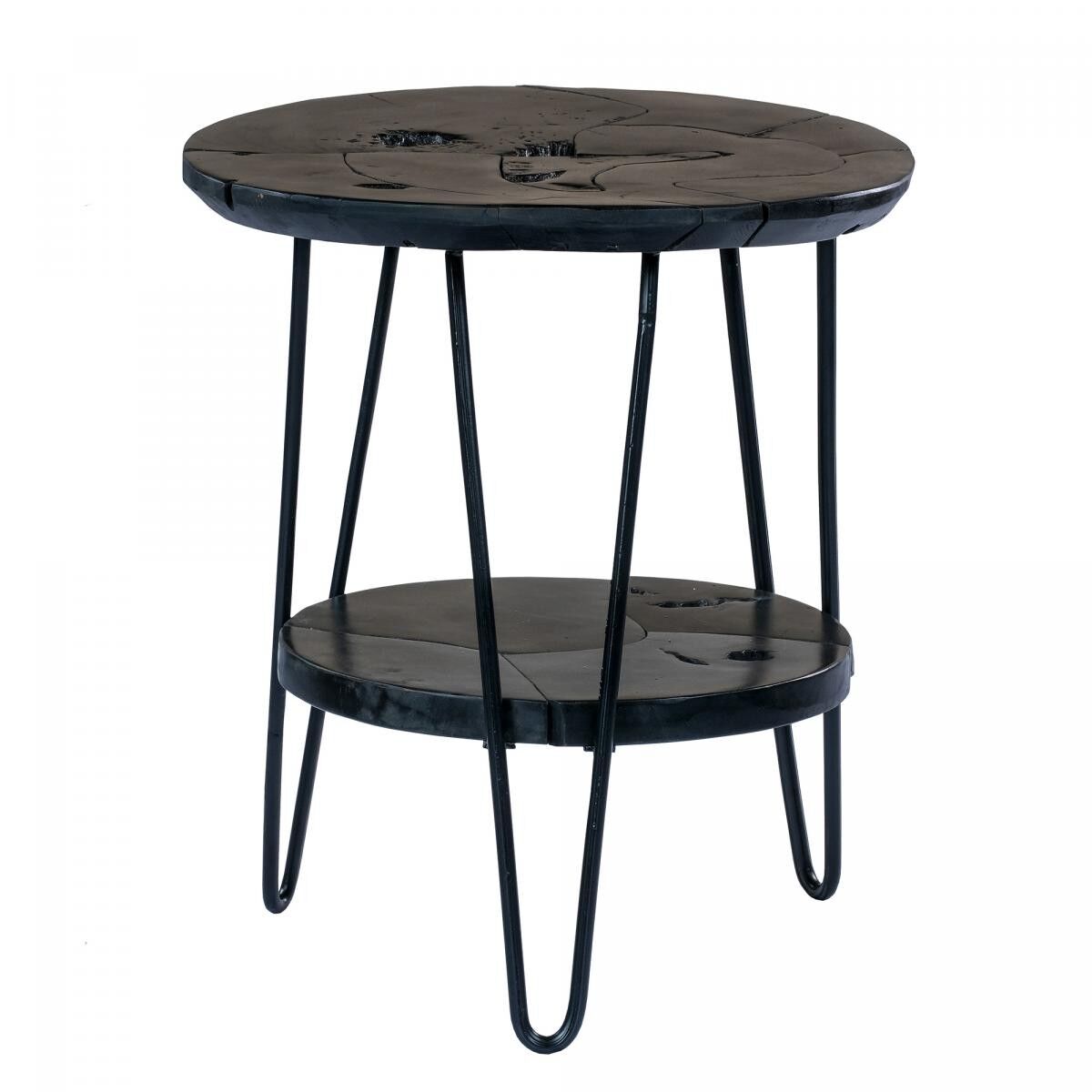 Tavolino in ferro fatto a mano con motivo floreale RISI 50x50 nero