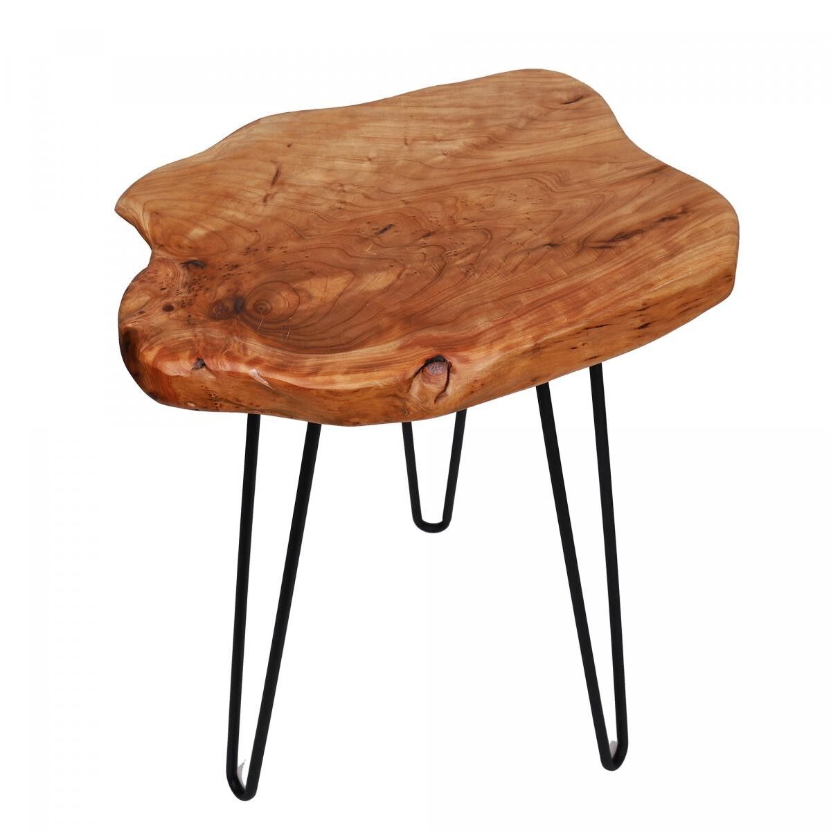 Tavolino da caffè in legno fatto a mano KAHA - Beige - 45x40x52cm