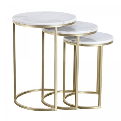 Table basse fait main en fer Lot de 3 TIRI 46x46 blanc