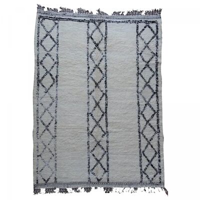 Auténtica alfombra bereber 210x290 hecha a mano en lana gris y negra HUFE