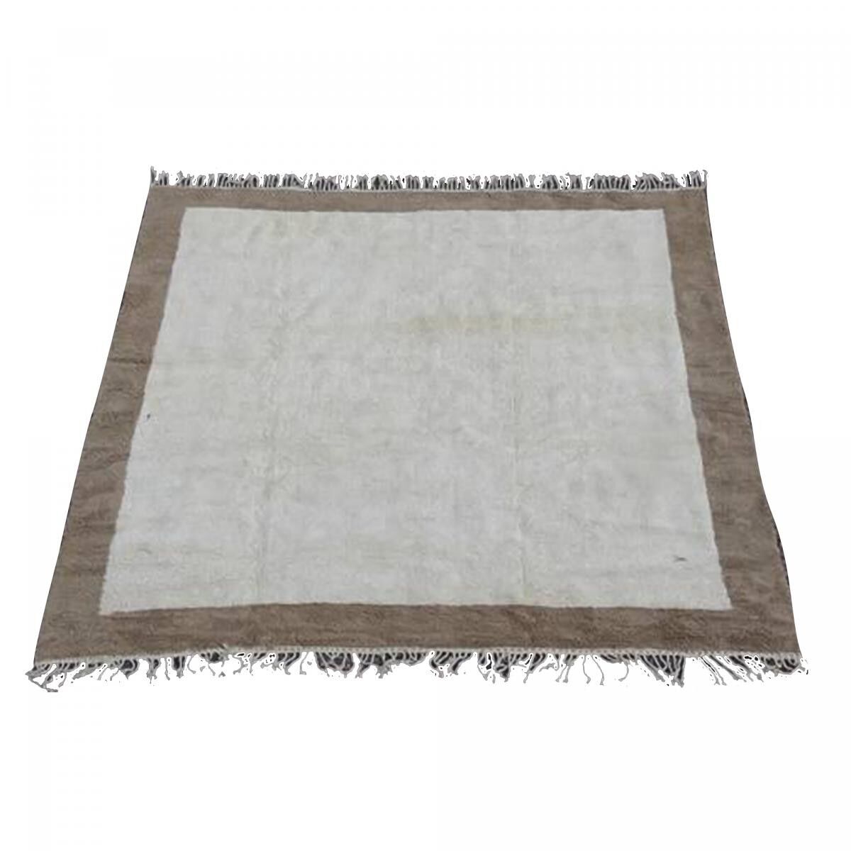 Autentico tappeto berbero 355x360 fatto a mano in lana bianca TUSE