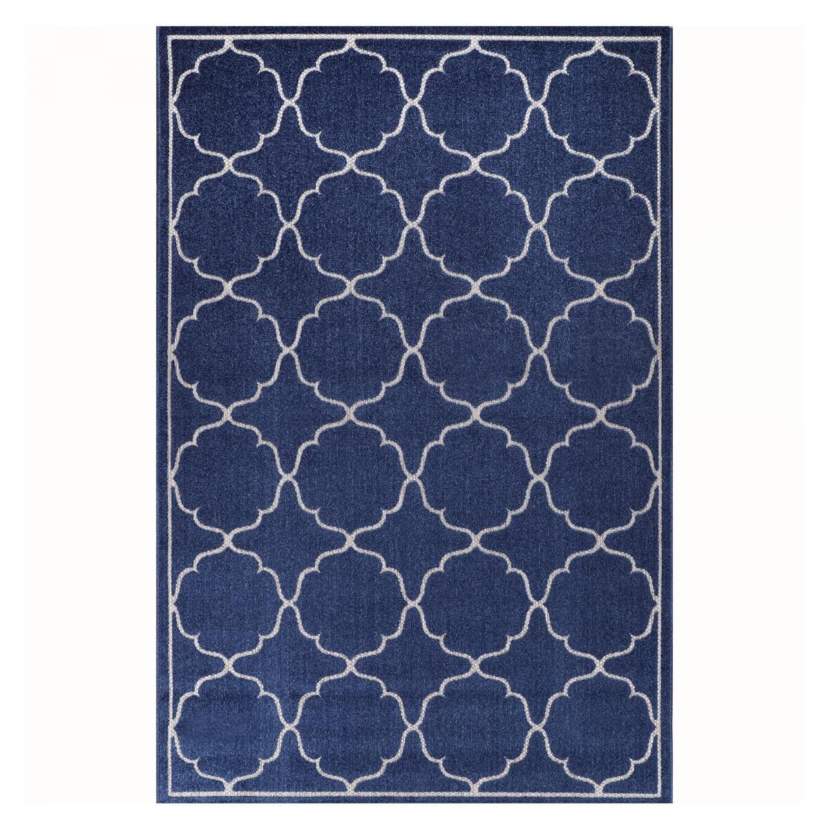 Tappeto da esterno Ø150cm rotondo tessuto kilim blu CULA