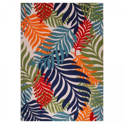 SULU blue and red kilim woven outdoor rug 200x290