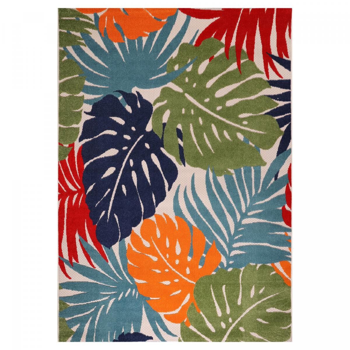 Tappeto da esterno tessuto kilim blu e rosso HALE 80x150