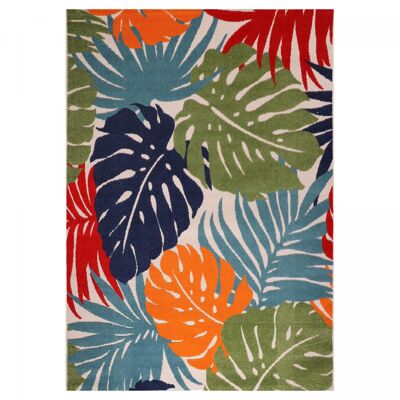Outdoor rug Ø200cm round woven kilim blue and red HALE
