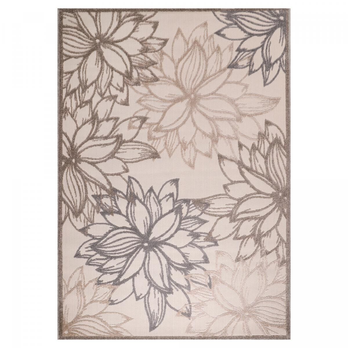 Tappeto da esterno kilim intrecciato marrone e crema 160x230 TUGE