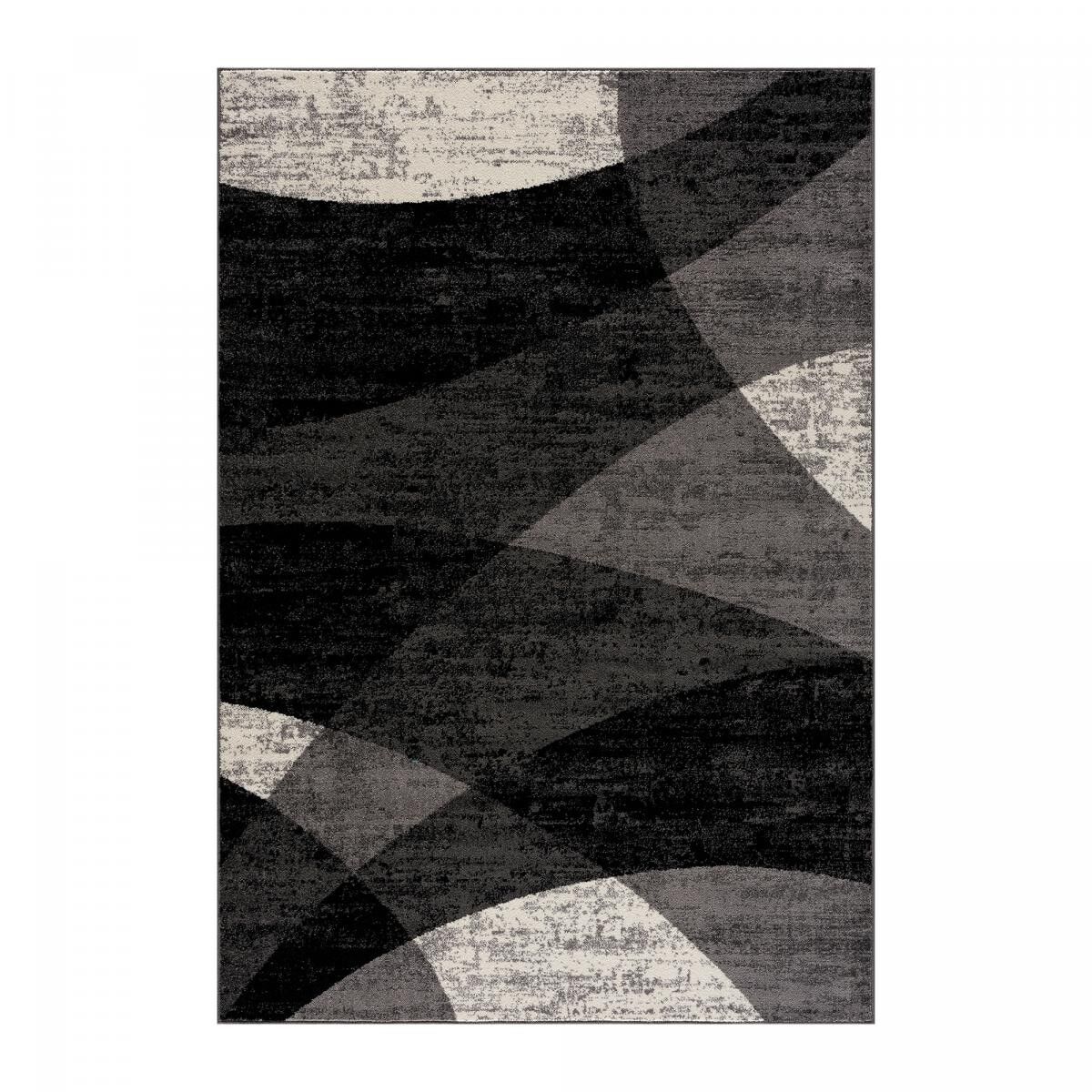 Tappeto camera da letto 120x170 tessuto nero rettangolo motivo geometrico VITE